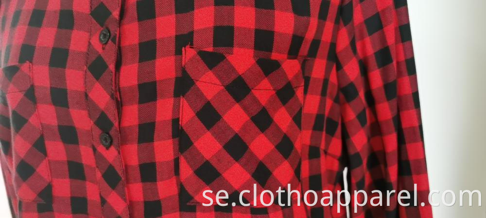 Wholesale Ladies Red And Black Checked Shirts